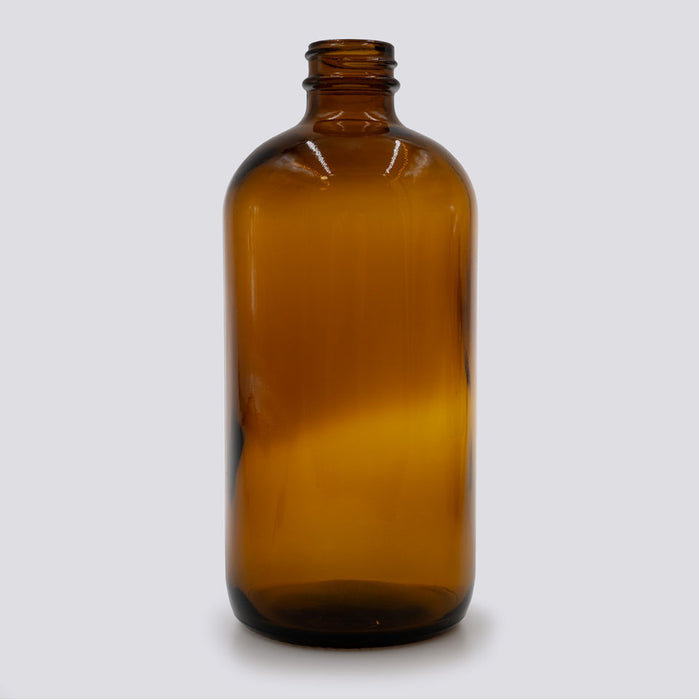 16 oz. Amber Glass Boston Round Bottle